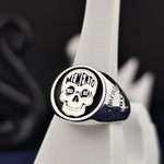 Load image into Gallery viewer, Unique Momento Mori Skull Ring, Personalized Gothic Jewelry, Amor Fati Philosophy Art
