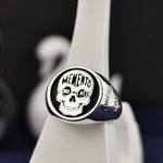 Load image into Gallery viewer, Unique Momento Mori Skull Ring, Personalized Gothic Jewelry, Amor Fati Philosophy Art
