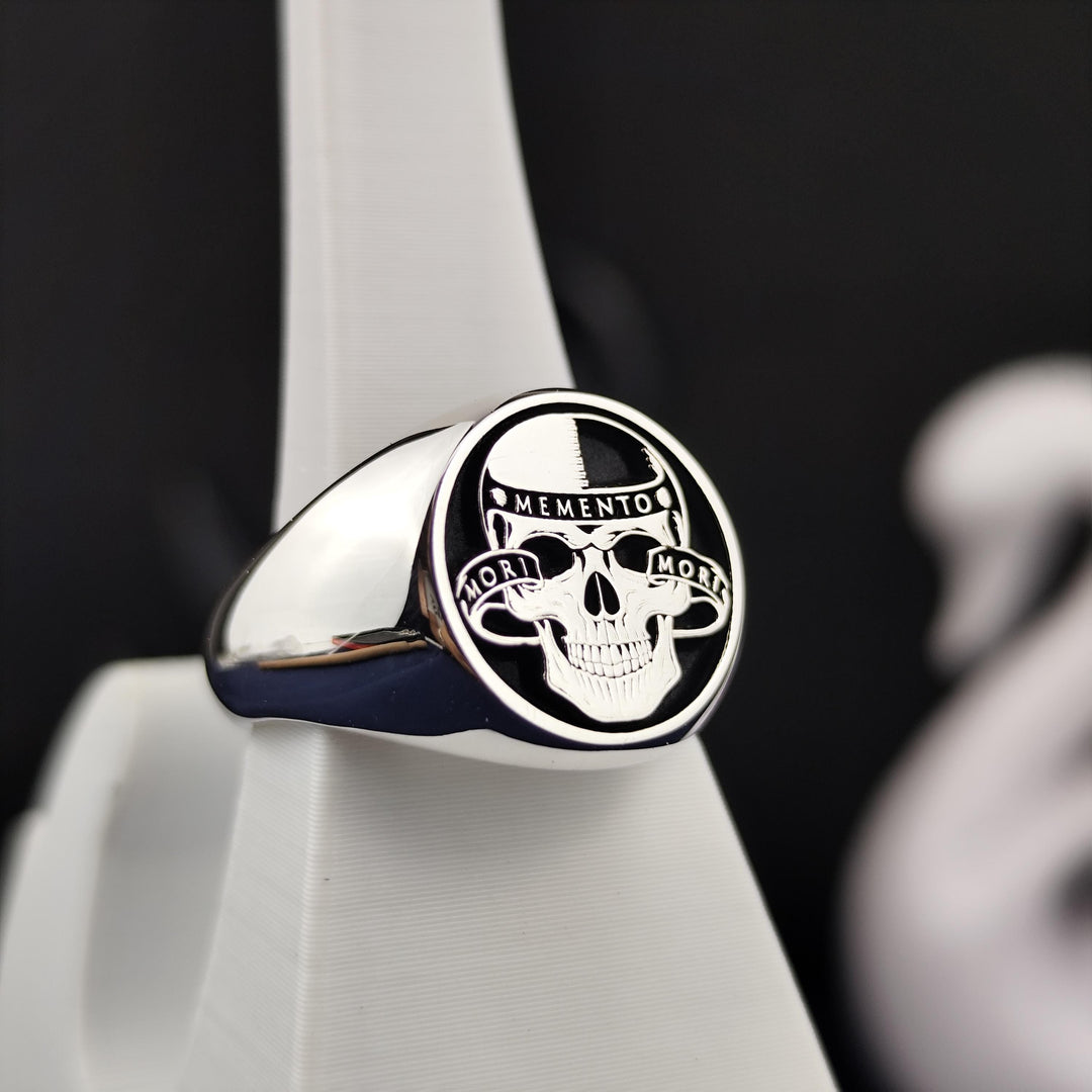 Personalized Amor Fati Ring with Skull Design - Memento Mori Jewelry
