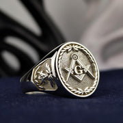 Custom Freemason ring available in gold, silver, or gold-filled, perfect for honoring Masonic values.
