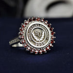 Load image into Gallery viewer, Elegant women’s university ring in silver, featuring a sleek round design. This ring is perfect for celebrating academic milestones and graduation with style and meaning, suitable for both daily wear and formal occasions.
