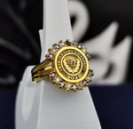 Load image into Gallery viewer, Custom women’s university ring, designed as an elegant school keepsake. Perfect for celebrating academic achievements and personal milestones with style.
