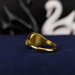 Load image into Gallery viewer, Unique minimalist gold university ring for women, designed for celebrating academic accomplishments in a sleek and elegant way.
