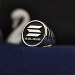 Load image into Gallery viewer, Elegant silver Solana band ring featuring a modern design that reflects financial innovation and digital currency trends. A perfect gift for crypto lovers.

