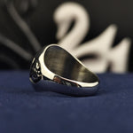 Load image into Gallery viewer, Silver initial ring with a sleek oval design, created for both men and women. This custom ring makes a thoughtful keepsake or gift for any occasion.

