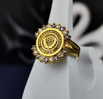 Load image into Gallery viewer, Personalized school ring for women, crafted to celebrate academic accomplishments. A stylish and meaningful addition to any jewelry collection.

