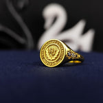 Load image into Gallery viewer, Gold-plated minimalist university ring for women, blending modern design with timeless appeal. A versatile accessory for daily wear or special occasions.
