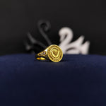 Load image into Gallery viewer, Custom-designed women’s university ring in gold plating, crafted for graduates who appreciate minimalist elegance and meaningful jewelry.
