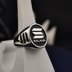 Load image into Gallery viewer, Crypto-inspired silver Solana ring with a minimalist touch, blending modern aesthetics with the significance of digital currency investments.
