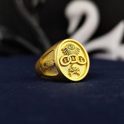 Premium Vermeil FLT ring designed for Odd Fellows and Freemasons, featuring the iconic Triple Link symbol. This gold-plated sterling silver signet ring represents unity and brotherhood. A handcrafted Masonic jewelry piece with intricate detailing, perfect for collectors and fraternal order members. A classic and meaningful gift choice for those who cherish Masonic traditions and want to showcase their affiliation with elegance and style.
