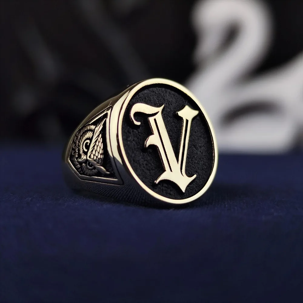 10K Gold Initial Signet Ring