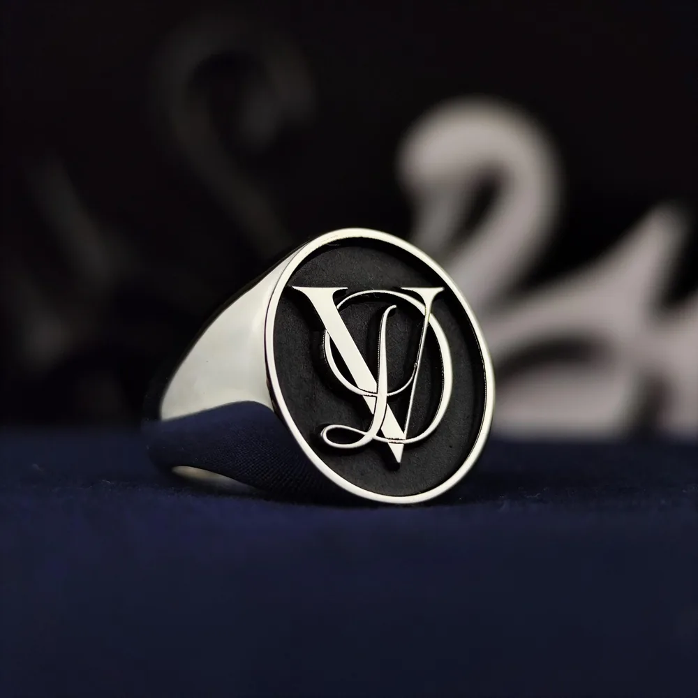 Custom Letter Emblem Signet Ring