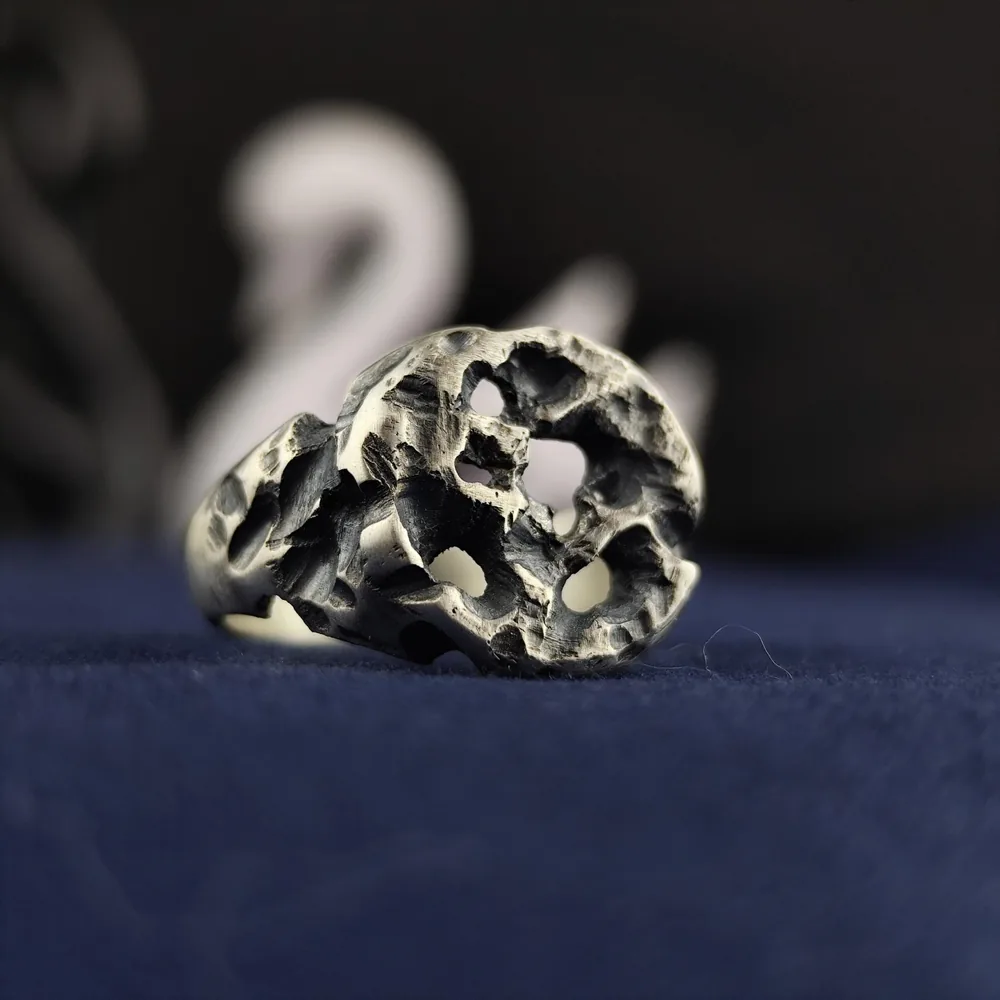 Oxidized Sterling Silver Crater Ring