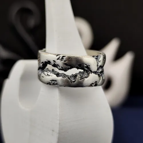 Oxidized Sterling Silver Rustic Band