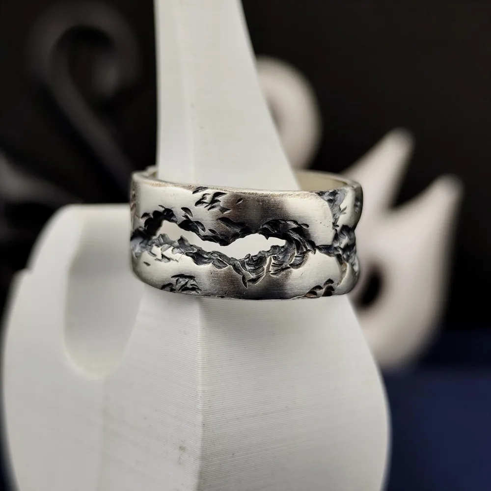 Oxidized Sterling Silver Rustic Band