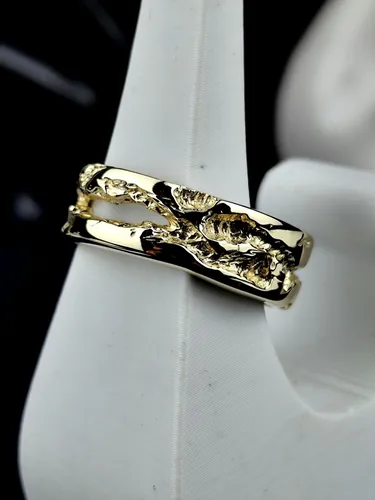 Solid Gold Rustic Lava Band