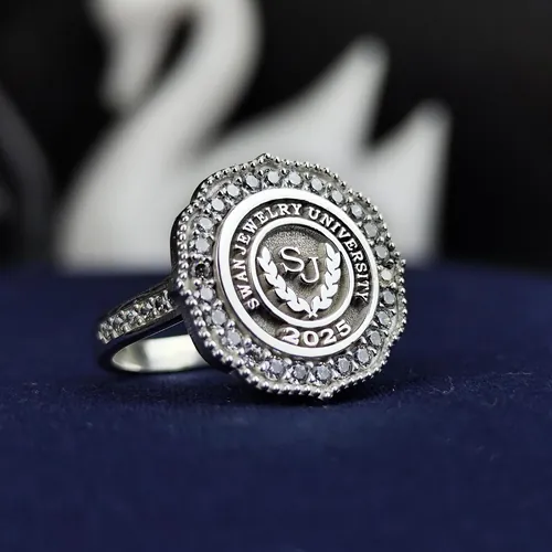 Women's University Ring with White Stones