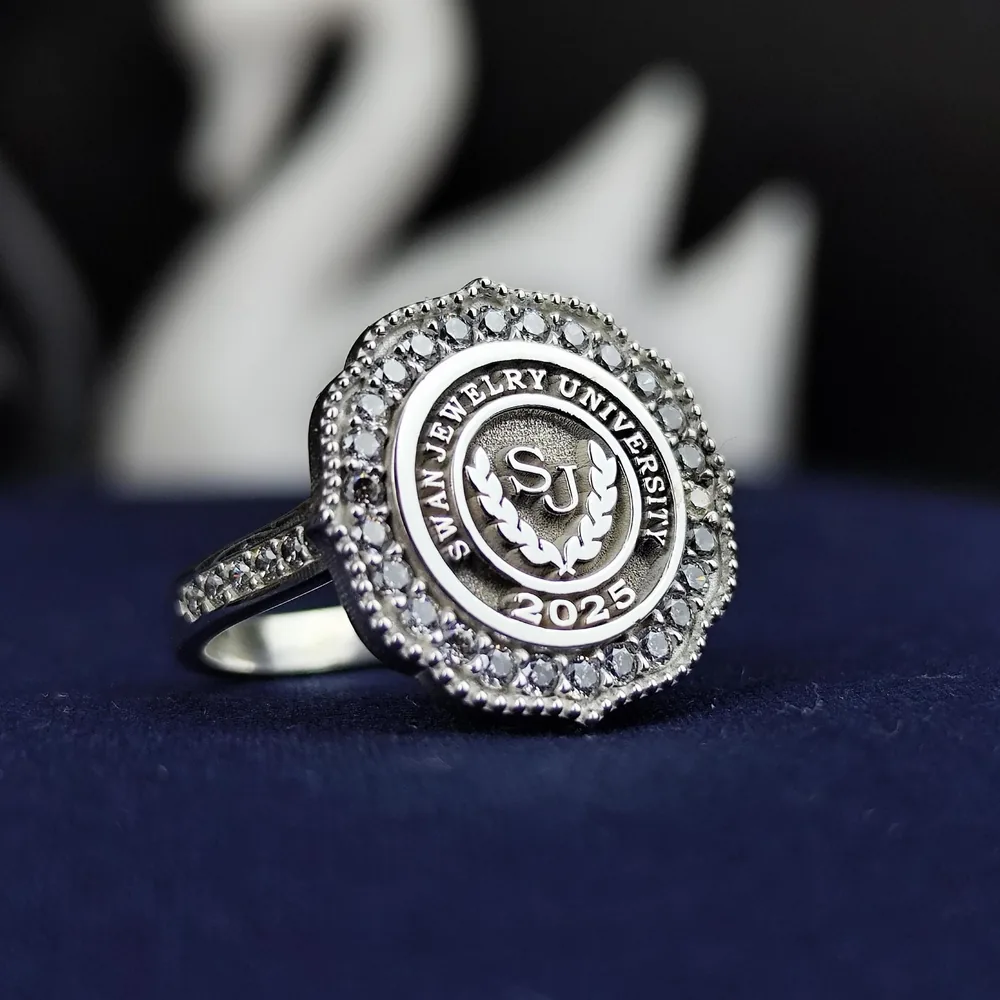 Women's University Ring with White Stones