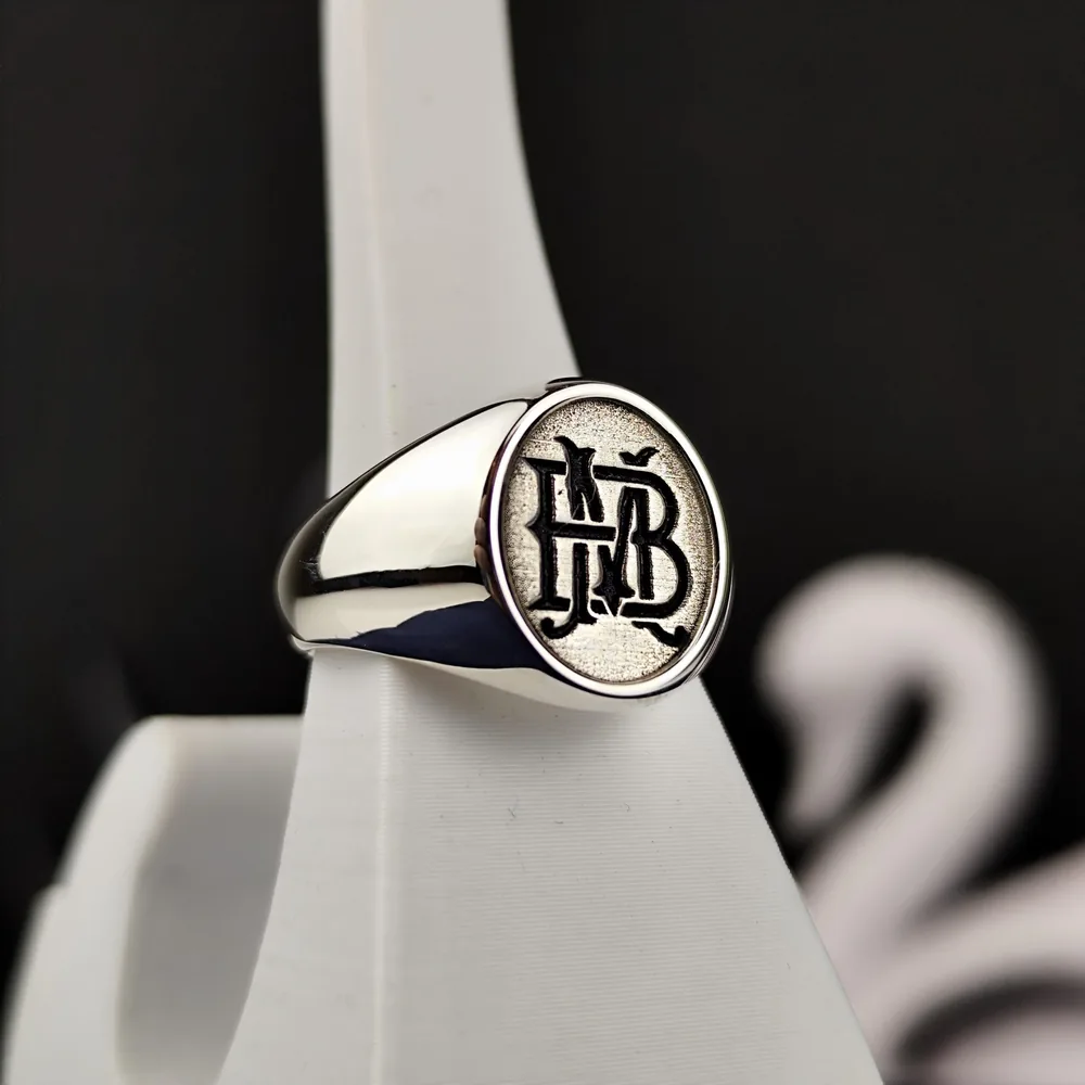 Custom Initial Signet Ring, Engraved Monogram