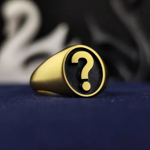 Gold Vermeil Monogram Ring with Black Enamel