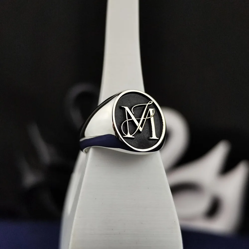 Personalized Initial Signet Ring, Sterling Silver Vermeil