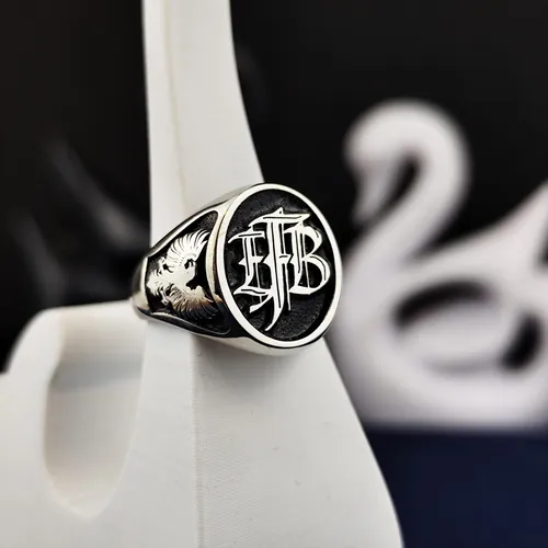 Custom Monogram Signet Ring, Swan Design