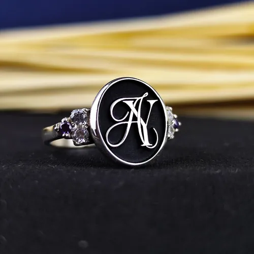 Personalized Sterling Silver Monogram Ring