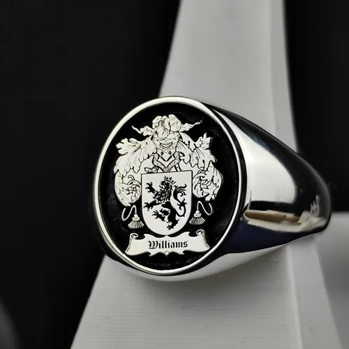 Engraved Family Crest Signet Ring