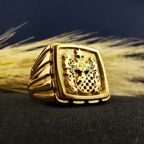 Custom Family Crest Signet Ring, Gold Plated