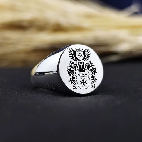 Sterling Silver Family Crest Signet Ring, Heirloom Gift