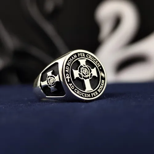 Rose Croix Masonic Ring: 925 Sterling Silver Scottish Rite Signet