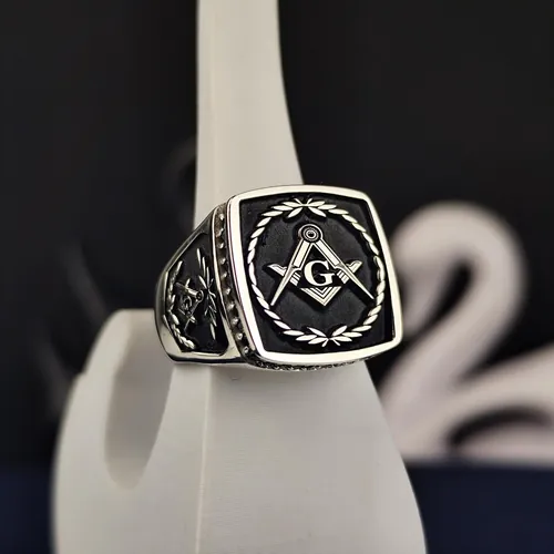 Masonic Lodge Ring, Square Compass Freemason Jewelry, Gold Silver Men's Gift