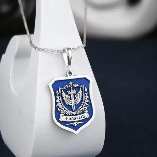 Custom Family Crest Necklace, Personalized Heraldic Shield Pendant, Sterling Silver Heritage Jewelry