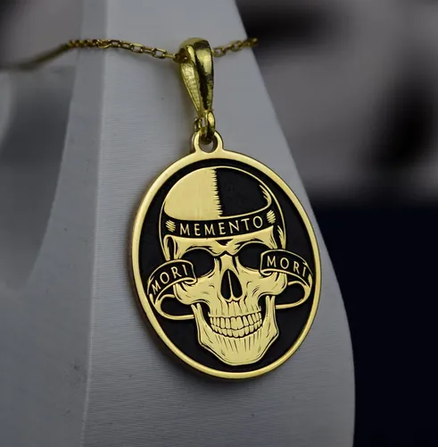 Memento Mori Skull Pendant: Gold or Sterling Silver Reminder