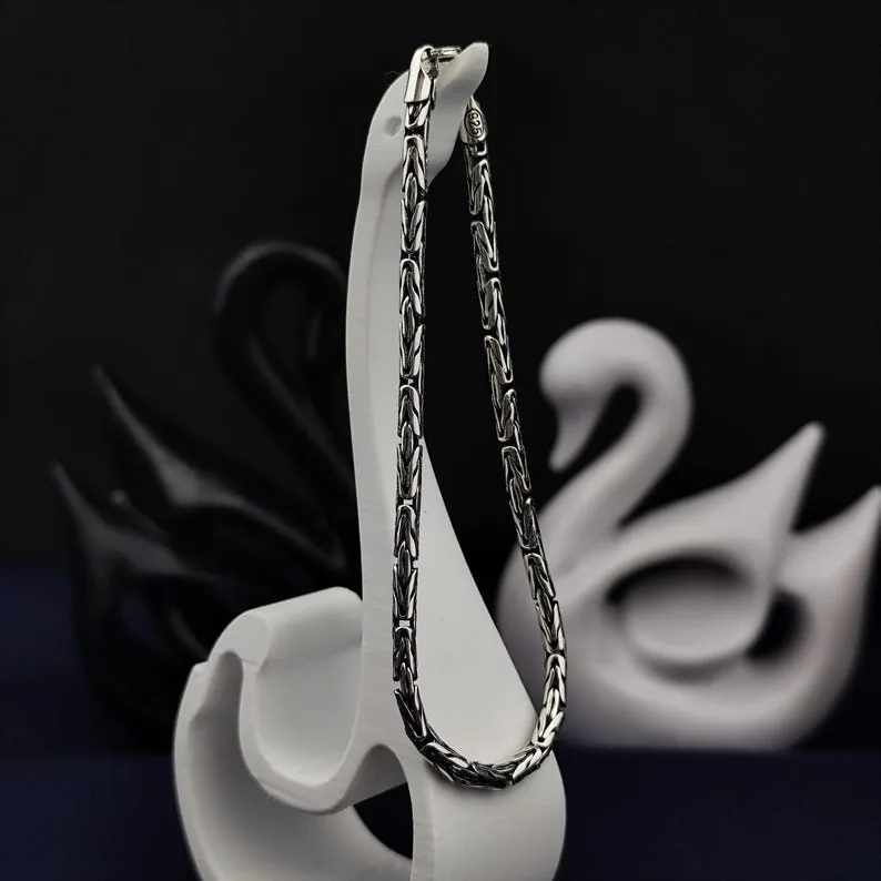 Oxidized Sterling Silver Byzantine Chain - Handmade Necklace