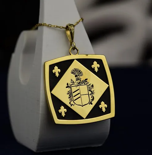 Dainty Family Crest Necklace, Minimalist Heritage Pendant for Her