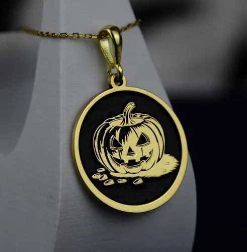 Pumpkin Necklace: Halloween Pendant, Gold or Silver Jewelry