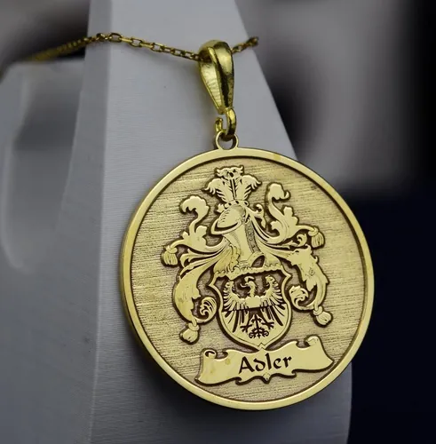 Custom Coat of Arms Pendant: Family Crest Necklace, Gold or Silver