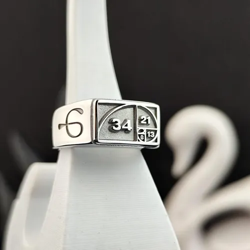 Fibonacci Signet Ring - Silver Golden Ratio Sacred Geometry Jewelry