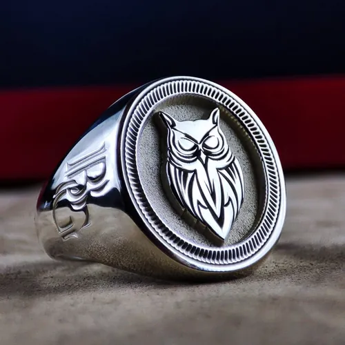 Personalized Sterling Silver Owl Ring: Engraved Wisdom Symbol Jewelry