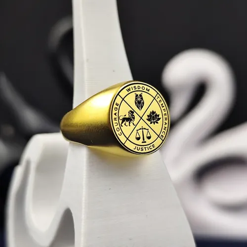 Stoic Signet Ring in Gold Vermeil - Four Virtues Philosophy Jewelry