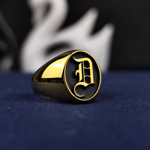 Gold Plated Initial Signet Ring: Custom Monogram Jewelry