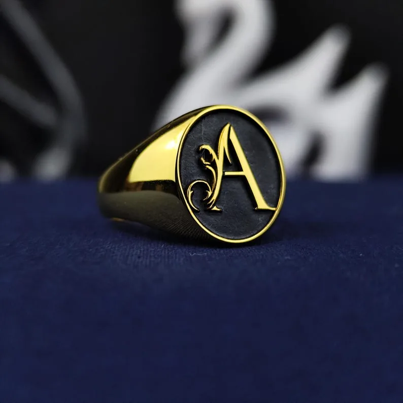 Custom Initial Signet Ring: Personalized Monogram Jewelry