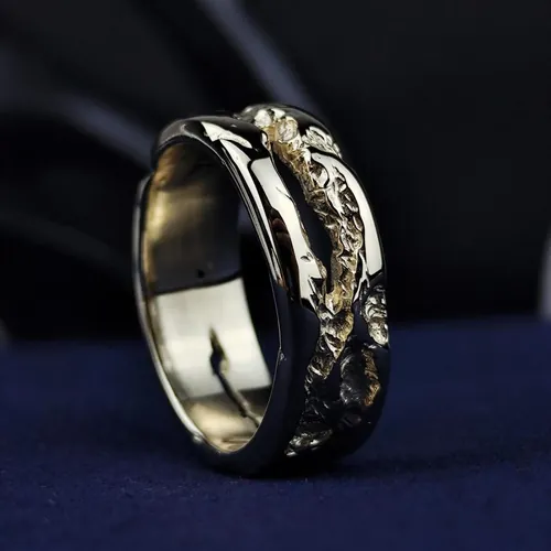 14K Gold Rustic Textured Wedding Band, Minimalist Jewelry