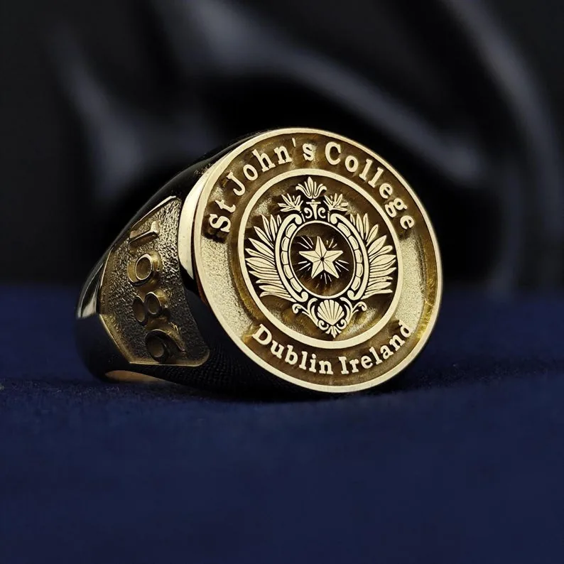 Gold-Plated University Ring - Custom Graduation Signet