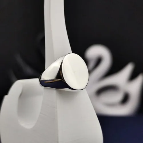 Customizable Silver Signet Ring - Oval Band Personalized Jewelry