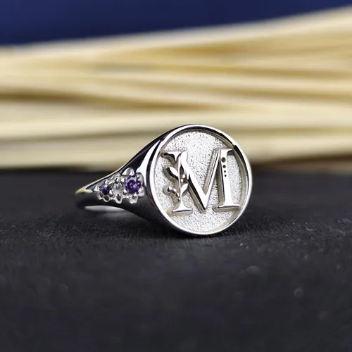Custom Initial Sterling Silver Ring: Personalized Monogram Jewelry
