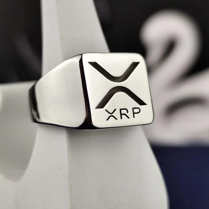 XRP Signet Ring Square Silver Crypto Jewelry