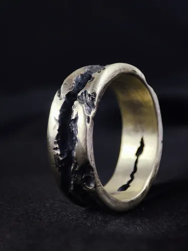 Handmade Rustic Organic Texture Ring, Gold or Silver