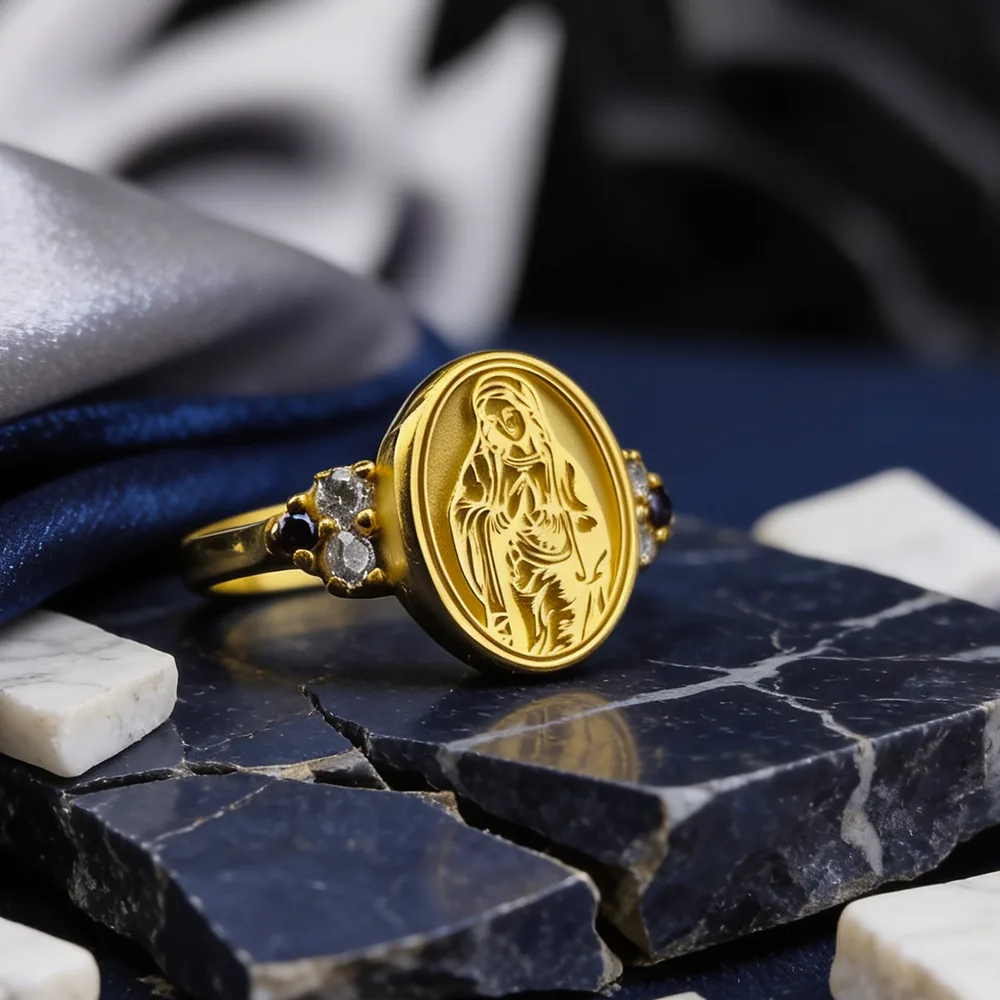 Gold Plated Virgin Mary Ring